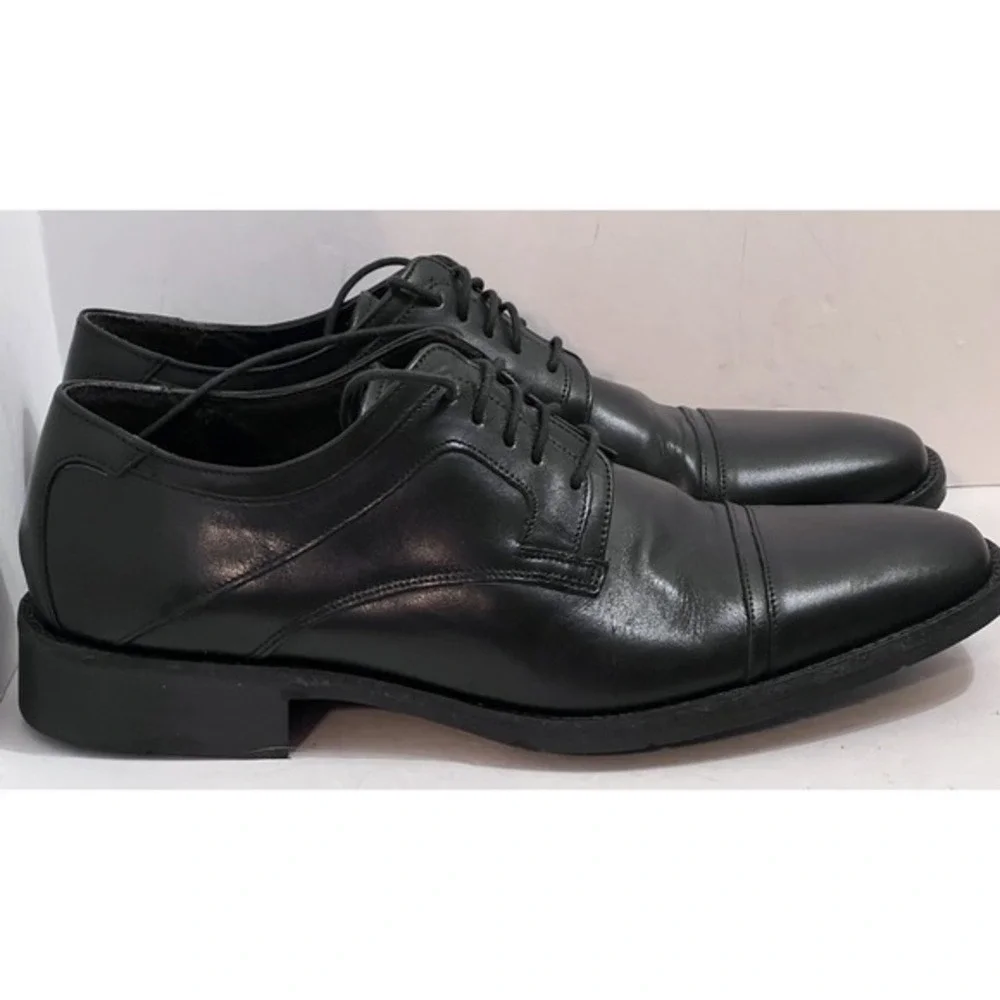 Johnston & Murphy Men's Dress Shoes Black Size 10M Lace Up Worn‎ Once Sheepskin